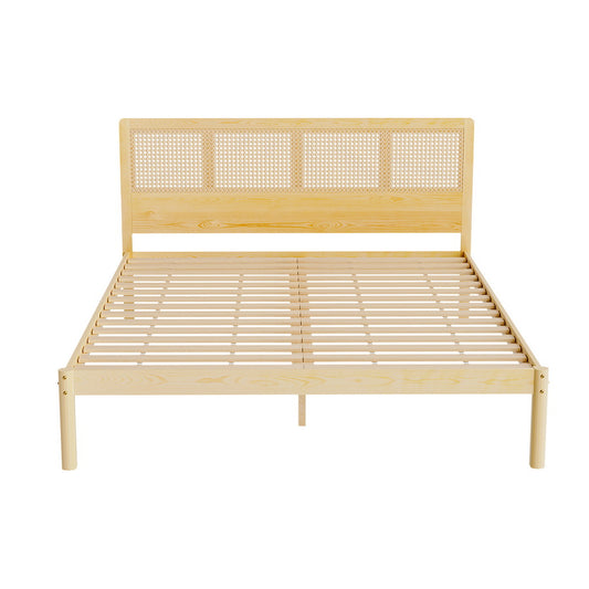 Cleo Natural Wooden Bed Frame - Queen - Bed Frame